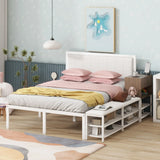 Platform Bed With 2 Tier Storage Shelves, Storage Cabinet - Furniture Home Direct