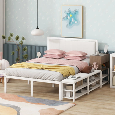 Platform Bed With 2 Tier Storage Shelves, Storage Cabinet - Furniture Home Direct
