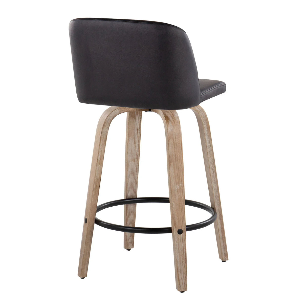 Toriano - Contemporary Fixed-Height Counter Stool & Swivel With Round Footrest (Set of 2) - Furniture Home Direct