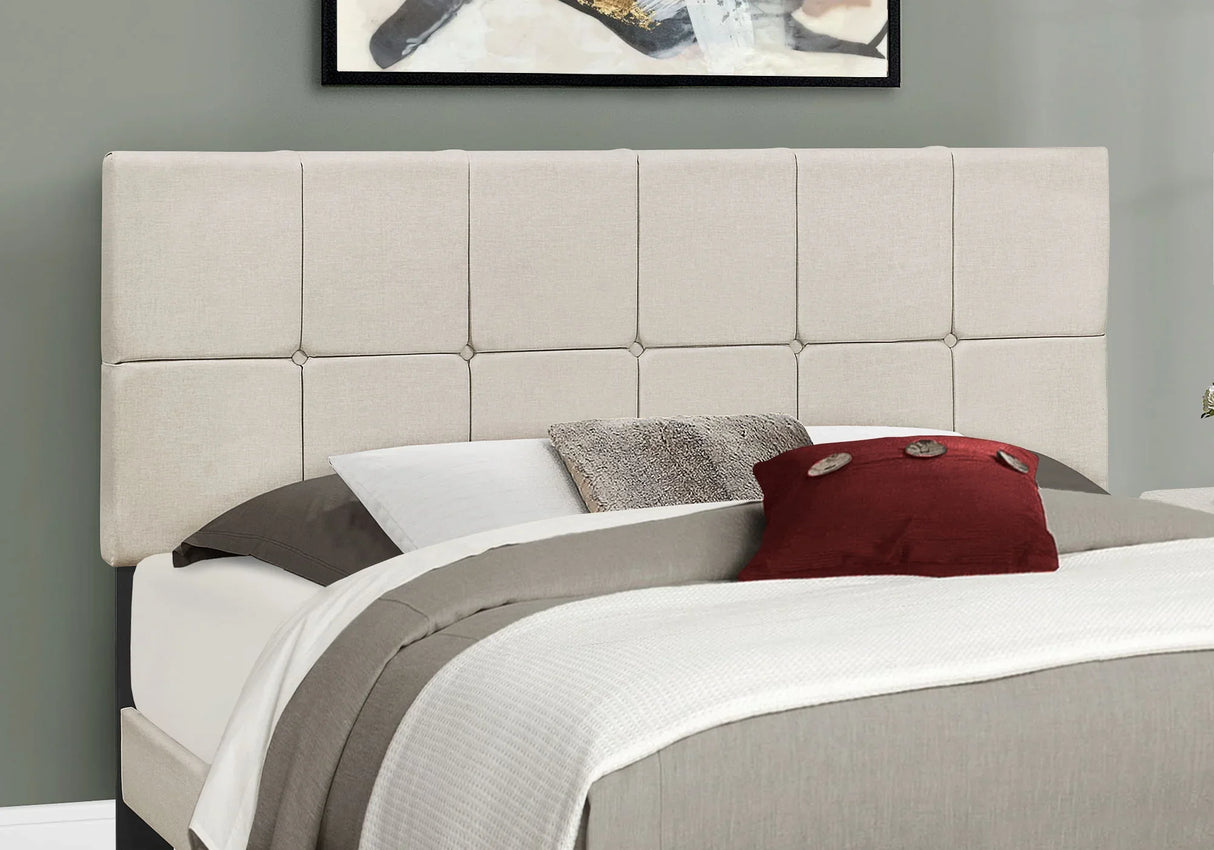 Queen Size Bed, Upholstered, Transitional - Beige - Furniture Home Direct