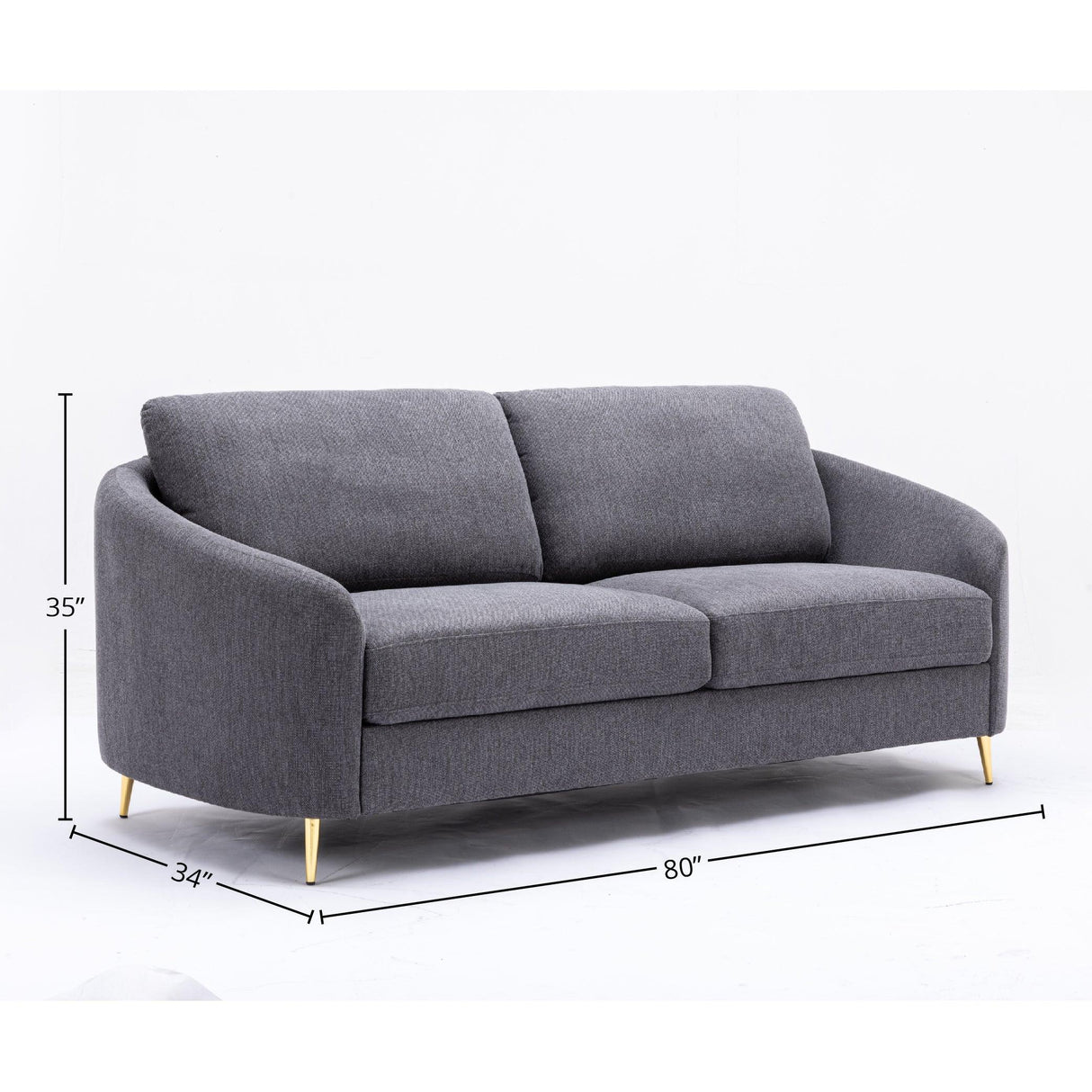 Yuina Gray Linen 3 Pieces Living Room Set - Furniture Home Direct