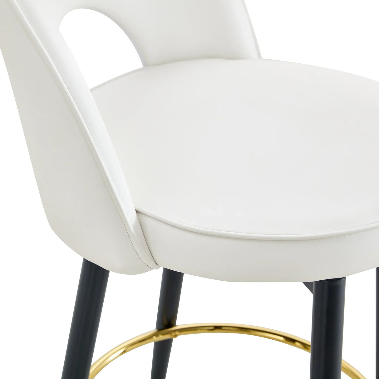 Counter Height Stools Upholstered Gold Footrest White - Furniture Home Direct