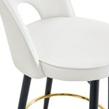 Counter Height Stools Upholstered Gold Footrest White - Furniture Home Direct