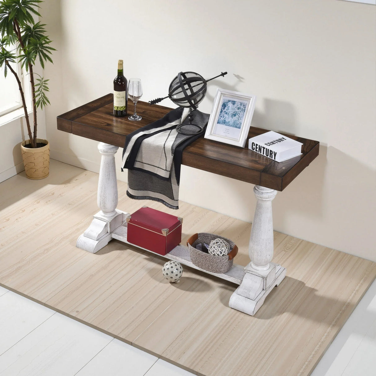 Farmhouse Retro Design Pedestal Sofa Tabe - Furniture Home Direct