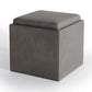 Rockwood - Upholstered Cube Storage Ottoman With Tray - Furniture Home Direct