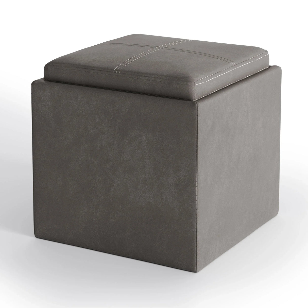 Rockwood - Upholstered Cube Storage Ottoman With Tray - Furniture Home Direct