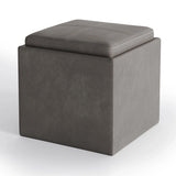 Rockwood - Upholstered Cube Storage Ottoman With Tray - Furniture Home Direct