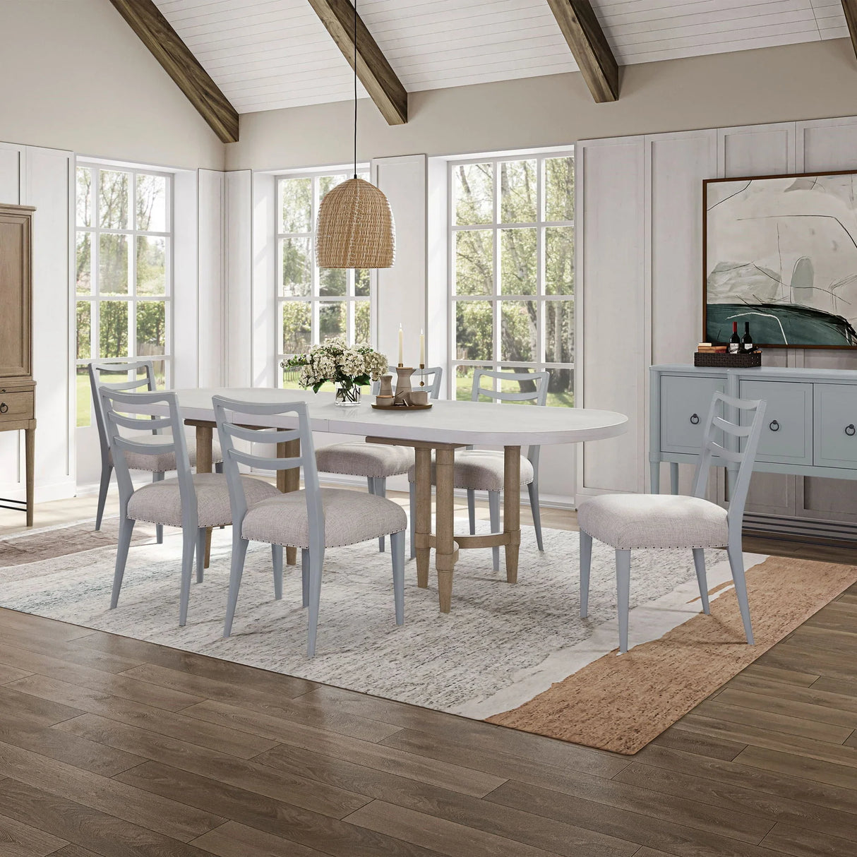 Triad - Double Pedestal Dining Table With Leaf - Sand - Furniture Home Direct