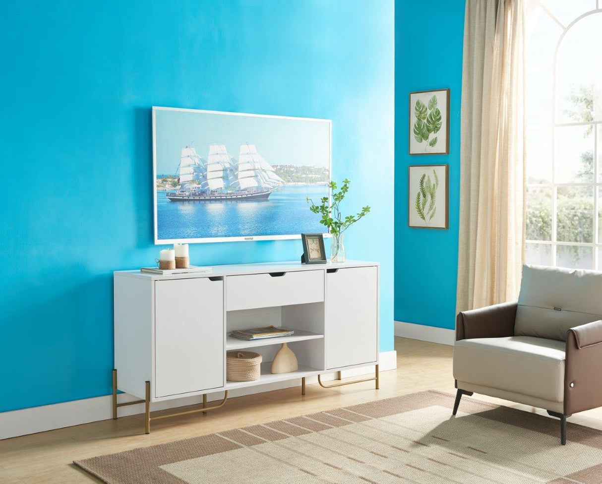Buffet With Metal Legs With Two Door, One Drawer And Six Shelves - Furniture Home Direct