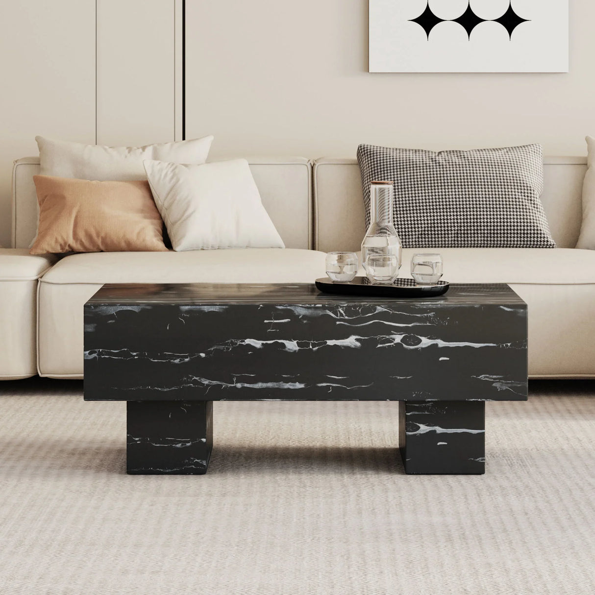 Modern Simple Marble Texture Coffee Table - Furniture Home Direct