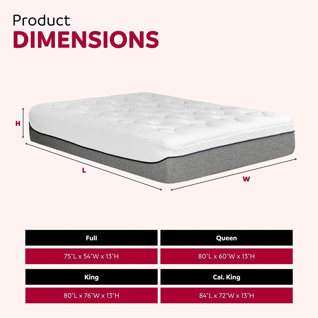 Ultra Plush 13" Gel Memory Foam Mattress For King Size Bed With Double Layered Jacquard Cover - Gray / White - Furniture Home Direct