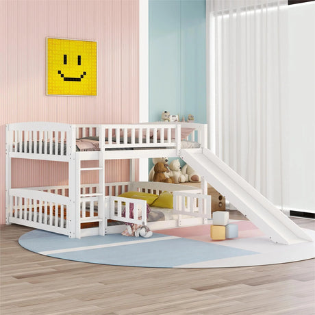 Low Bunk Bed With Slide, Fence And Ladder - Furniture Home Direct