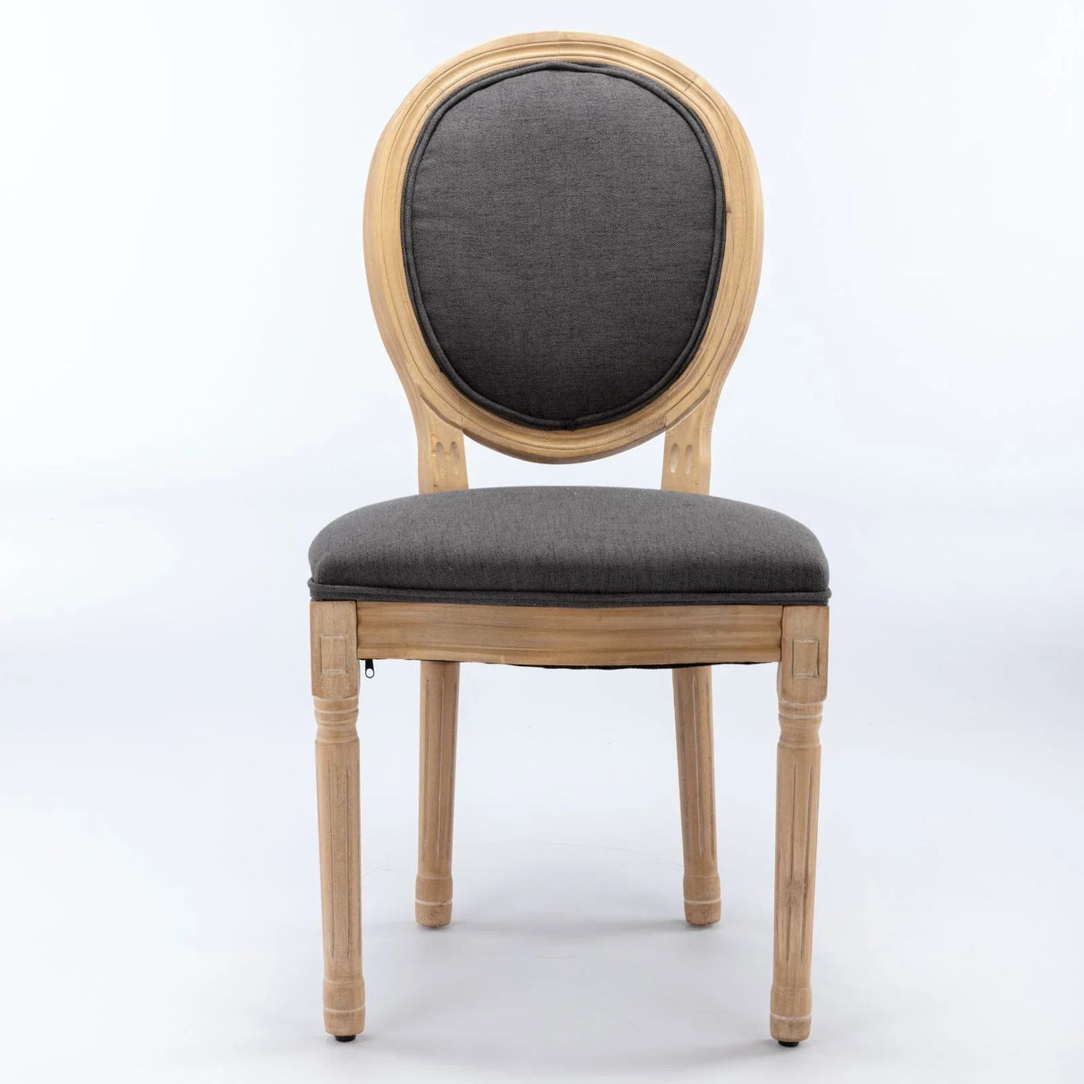 French Style Solid Wood Frame Antique Painting Linen Fabric Back Dining Chair (Set of 2) - Furniture Home Direct