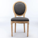 French Style Solid Wood Frame Antique Painting Linen Fabric Back Dining Chair (Set of 2) - Furniture Home Direct