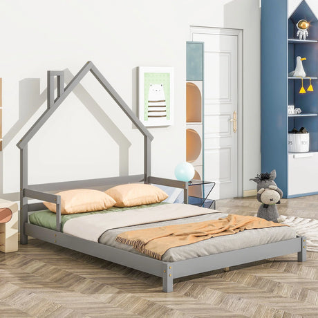 House-Shaped Headboard Bed With Handrails, Slats - Furniture Home Direct
