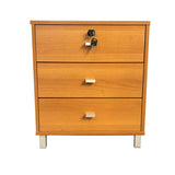 3 Drawer Nightstand Locking Top Drawer Metal Drawer Glides Metal Bar Handles - Furniture Home Direct