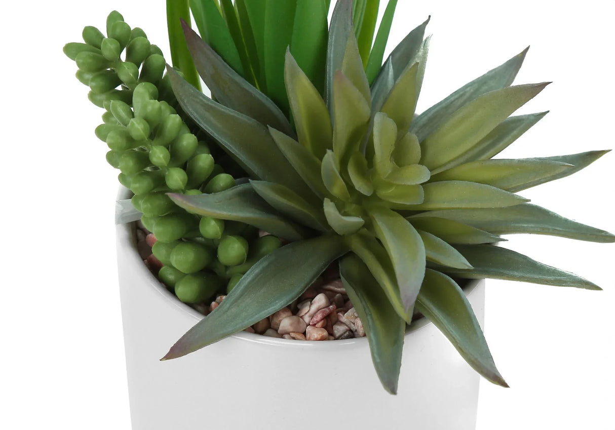 7" Faux Decorative Succulent (Set of 2) - Green / White - Furniture Home Direct