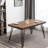 Dining Set Wood Table With Tufted Chairs Seating Six Blue - Furniture Home Direct