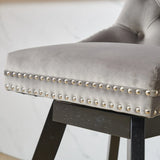 Counter Height Bar Stools Velvet Upholstery Tufted Gray - Furniture Home Direct
