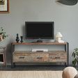 Reclaimed Wood Media TV Console Table With 3 Drarwer, Open Shelf - Antique Gray - Furniture Home Direct