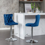Counter Height Bar Stool Swivel Tufted Velvet Back Blue - Furniture Home Direct