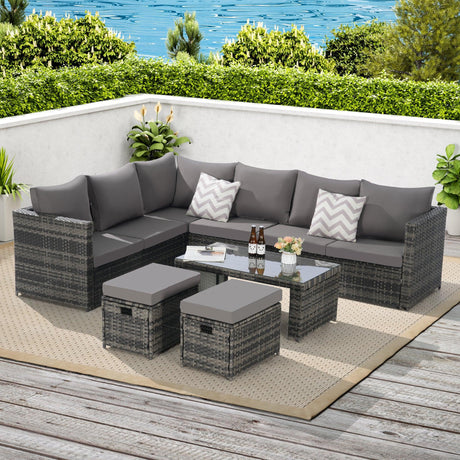 Outdoor Sectional Set - Gray - Furniture Home Direct
