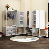 Wardrobe Closet System With Shelves And Hanging Rod White - Furniture Home Direct
