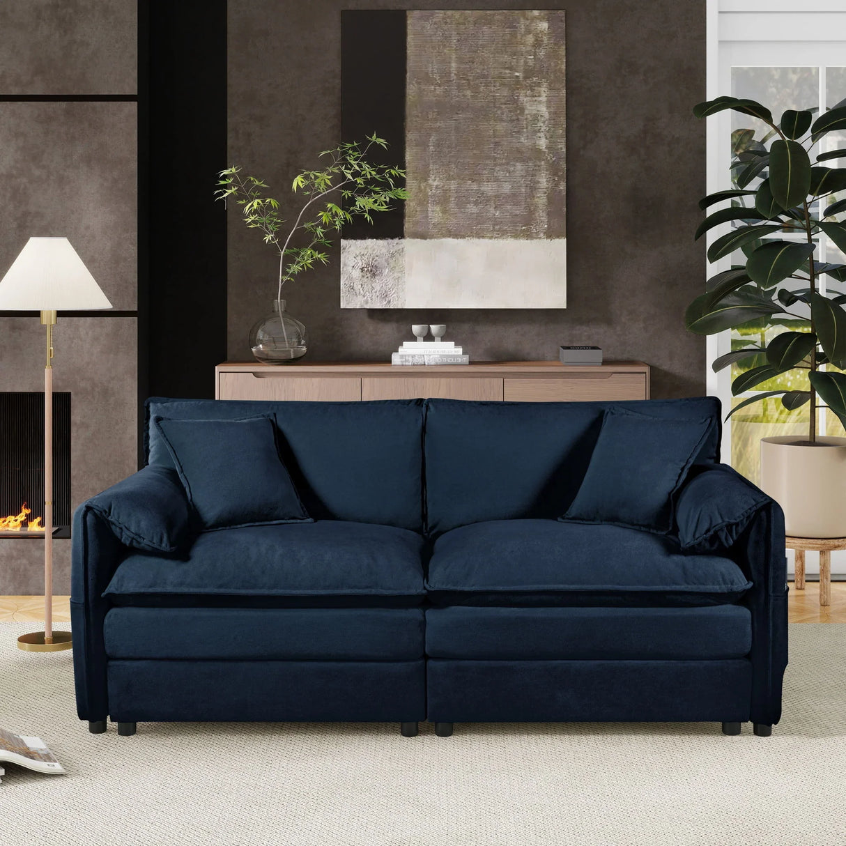 Modern Oversized Chenille Loveseat Sofa With Deep Seat And Diy Combination - Furniture Home Direct