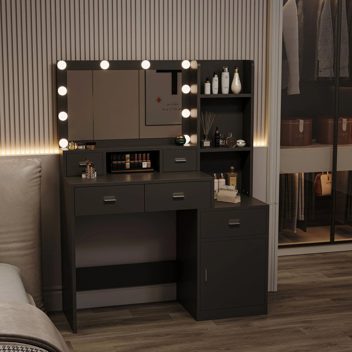 Newly Designed Smart Mirror Dressing Table With Drawers And Storage Cabinet, Dressing Table With Dressing Pad For Bedroom, Dressing Room - Furniture Home Direct