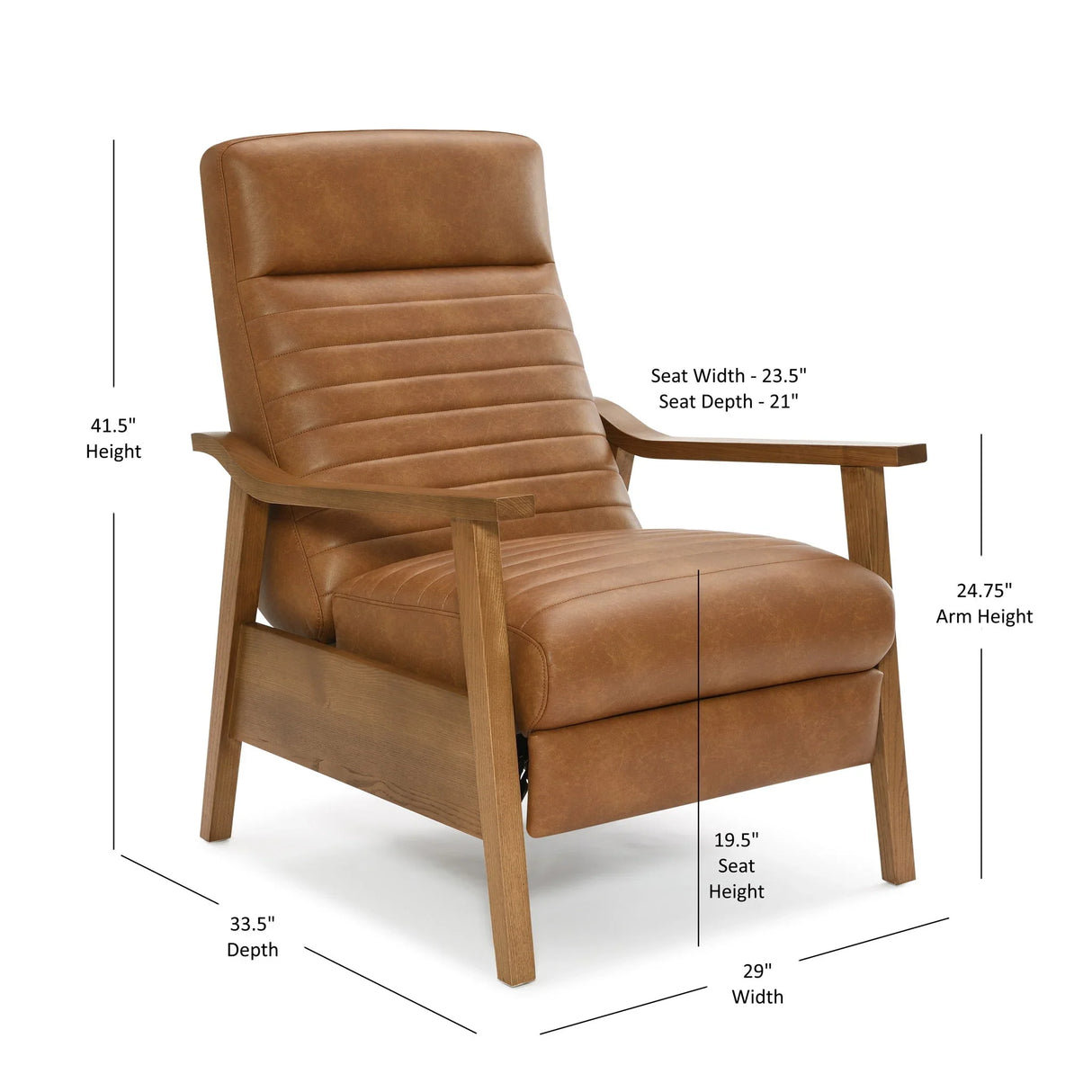 Asher - Modern Push Back Recliner With Wood Arms - Furniture Home Direct