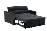 Maeve - Velvet Convertible Sleeper Loveseat With Tufting and Side Pocket - Black - Furniture Home Direct