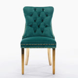Nikki - Modern, High-End Tufted Solid Wood Contemporary Velvet Upholstered Dining Chair With Golden Stainless Steel Plating Legs, Nailhead Trim (Set of 2) - Furniture Home Direct