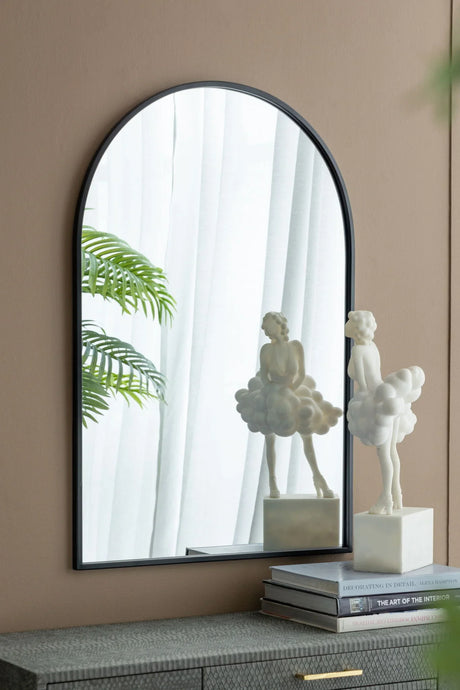 Arched Mirror With Metal Frame, Wall Mirror For Living Room Bedroom Entryway - Furniture Home Direct