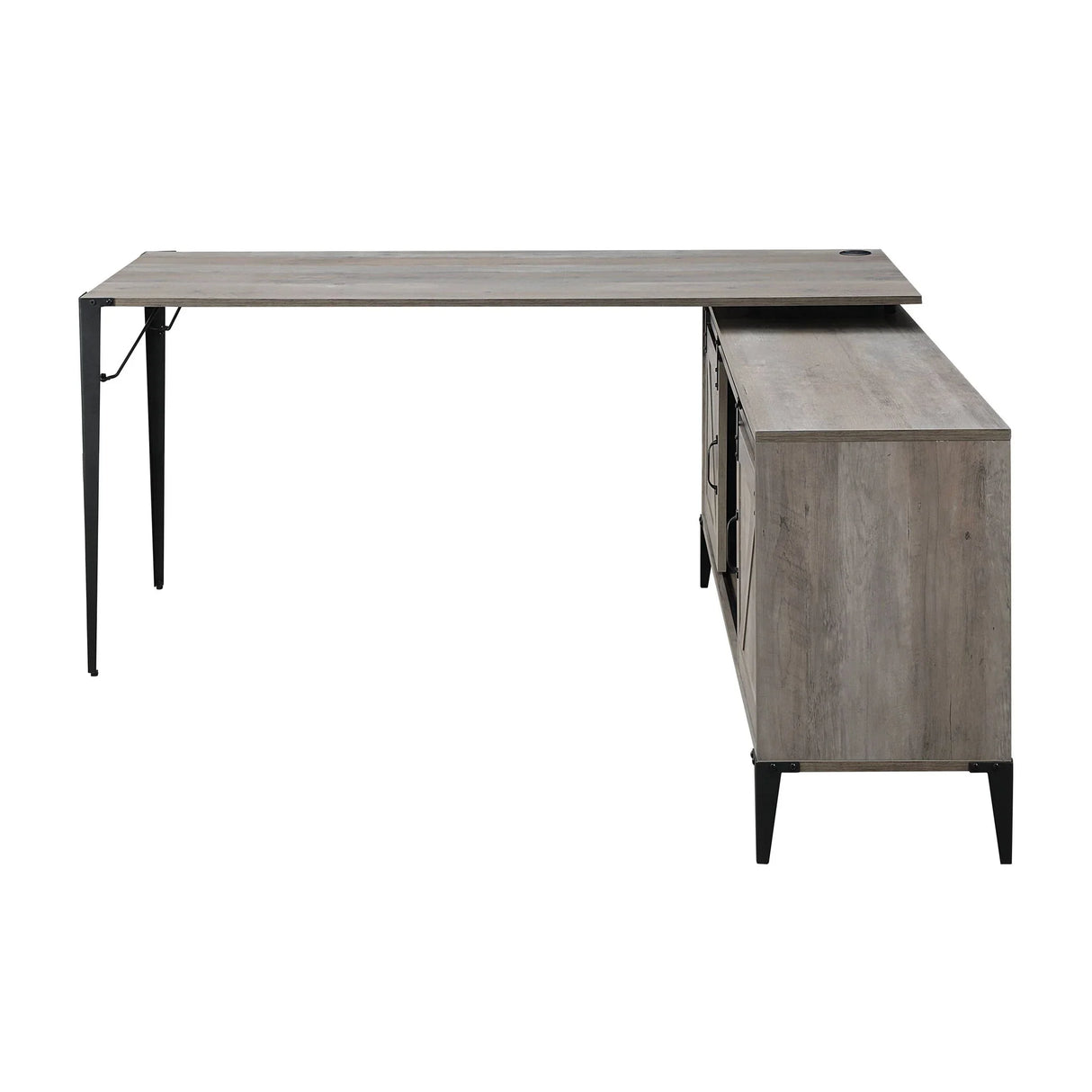 Zakawani - Writing Desk With A Cabinet - Gray Oak / Black - Furniture Home Direct