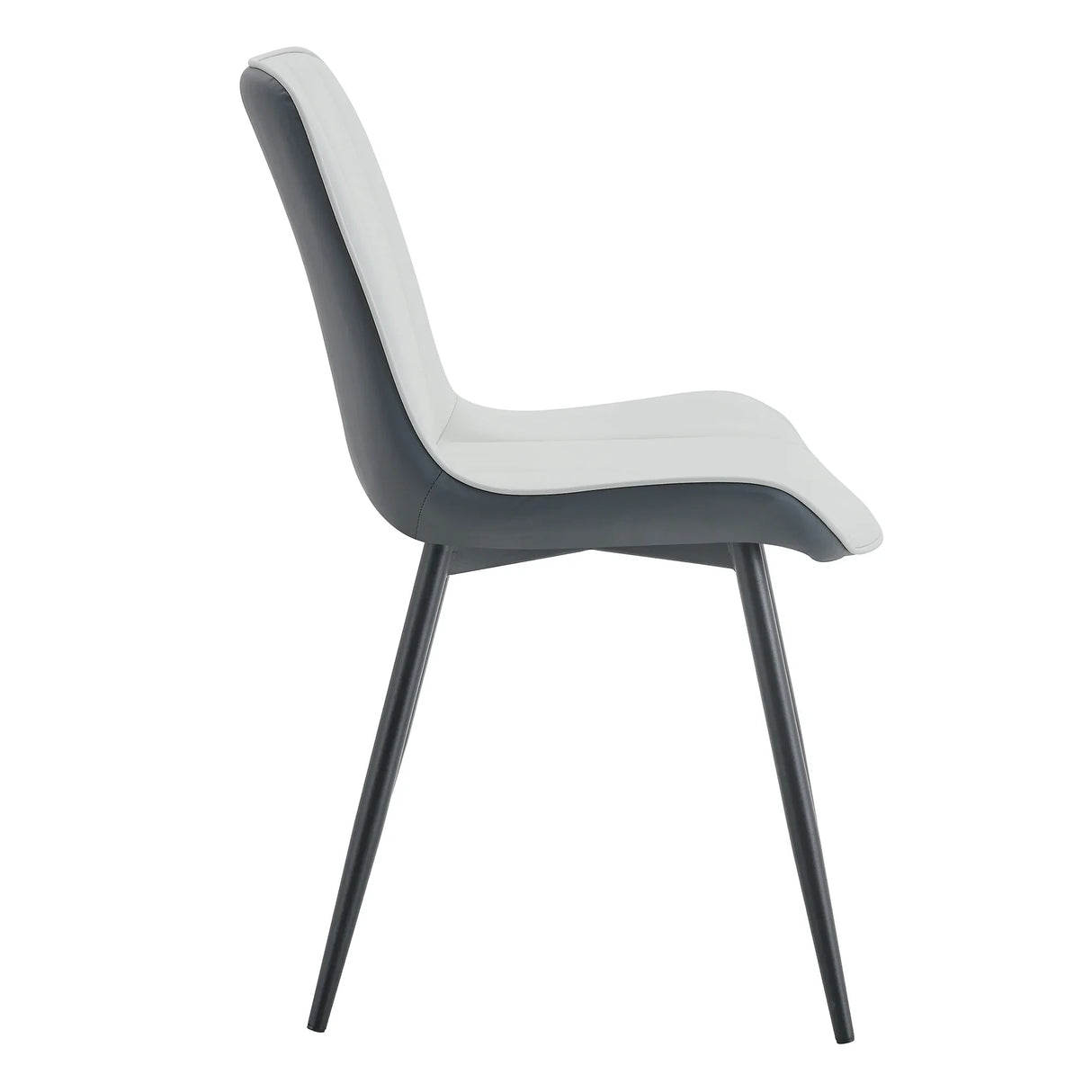 Dining Chairs Four Upholstered Leather Black Legs White - Furniture Home Direct