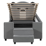 Upholstered Daybed With Bear Shaped Headboard, Hydraulic System And Breathable Mesh Fence - Furniture Home Direct