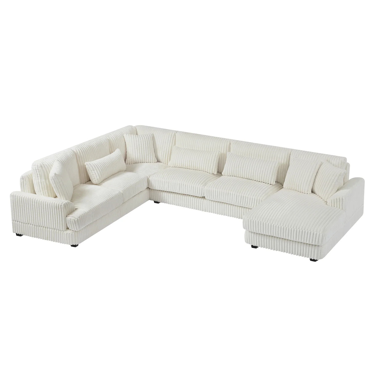 Sectional Sofa U Shaped Oversized With Chaise Beige - Furniture Home Direct