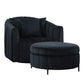 Oversized Velvet Swivel Barrel Accent Chair And Ottoman Set With Storage - Furniture Home Direct