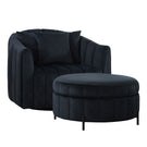 Oversized Velvet Swivel Barrel Accent Chair And Ottoman Set With Storage - Furniture Home Direct