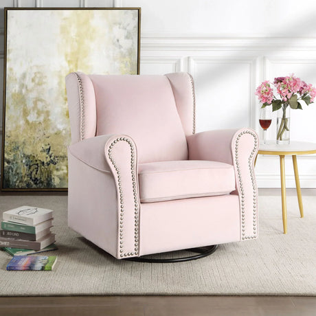 Tamaki - Glider Chair With Swivel - Pink - Furniture Home Direct