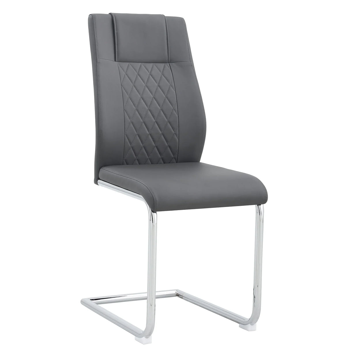 Dining Chairs Modern Faux Leather With Chrome Legs Gray - Furniture Home Direct