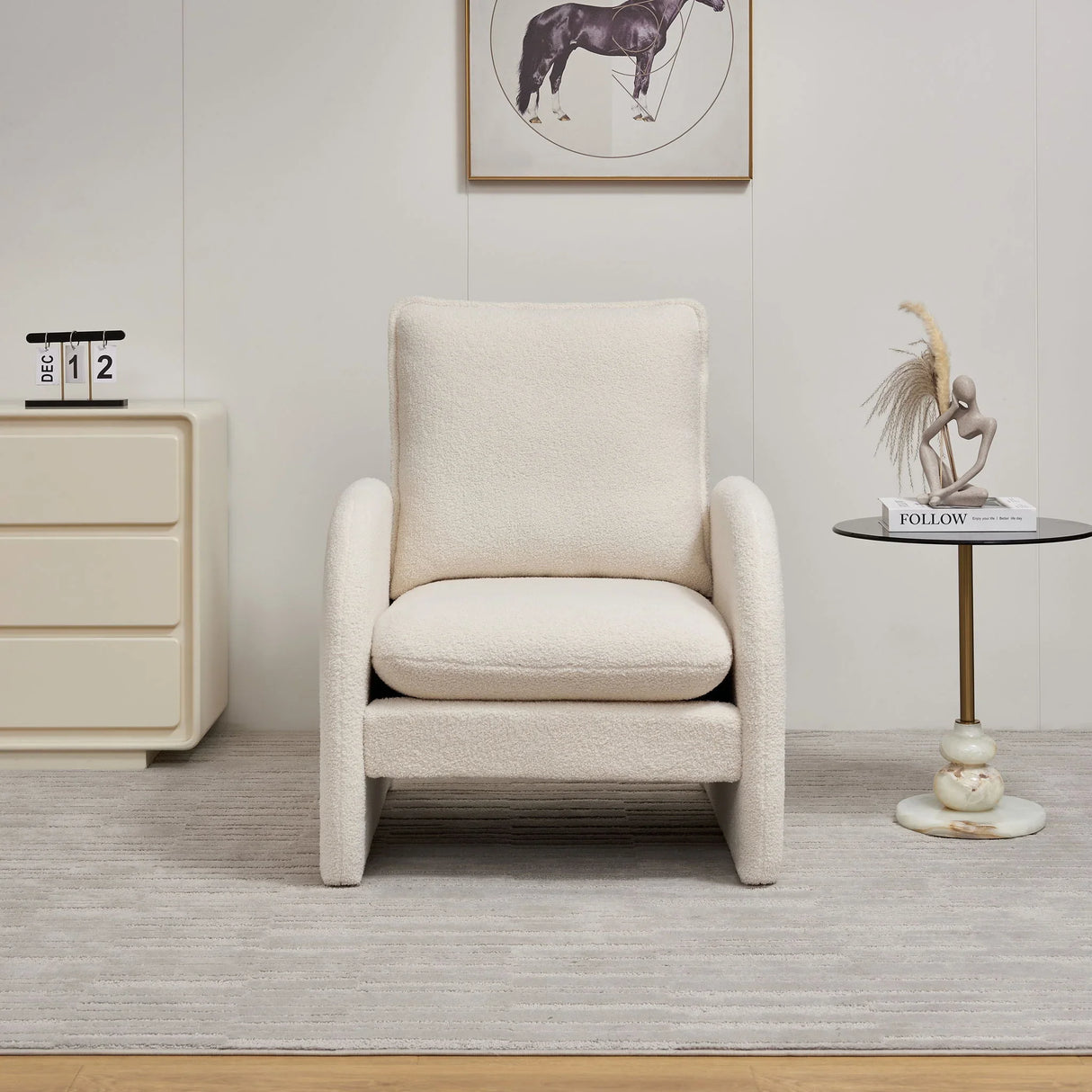 Modern Sherpa Upholstered Accent Chair, Comfortable Living Room Armchair, Lounge Chair For Bedroom, And Office - Furniture Home Direct