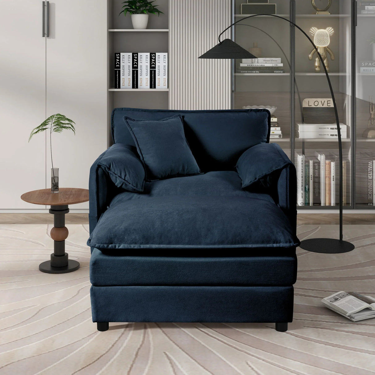 Oversized Chair With Movable Ottoman, Soft Upholstered Lounge Chair - Furniture Home Direct