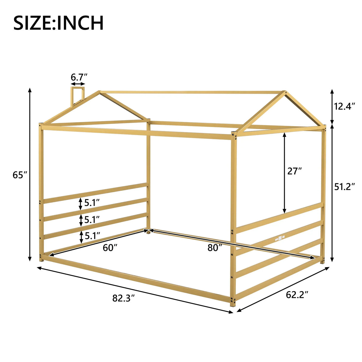 Metal House Shape Platform Bed - Furniture Home Direct