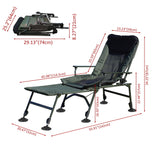 Camping Lounge Chair With Detachable Footrest, Portable Folding Reclining Camping Chair With Adjustable Backrest For Indoor And Outdoor Camping Beach Hiking Fishing - Green / Black