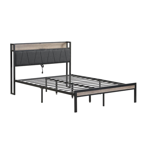 Modern Bed Frame With LED Lights, Upholstered Headboard, USB Charging - Furniture Home Direct