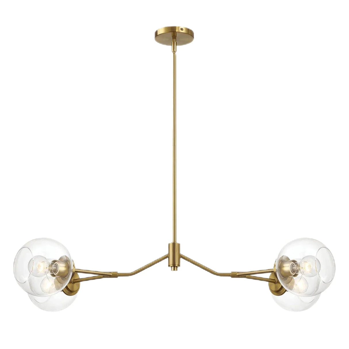 Jewel - 4 Lights Modern Farmhouse Chandelier Ceiling Hanging Light Fixture - Clear / Gold - Furniture Home Direct