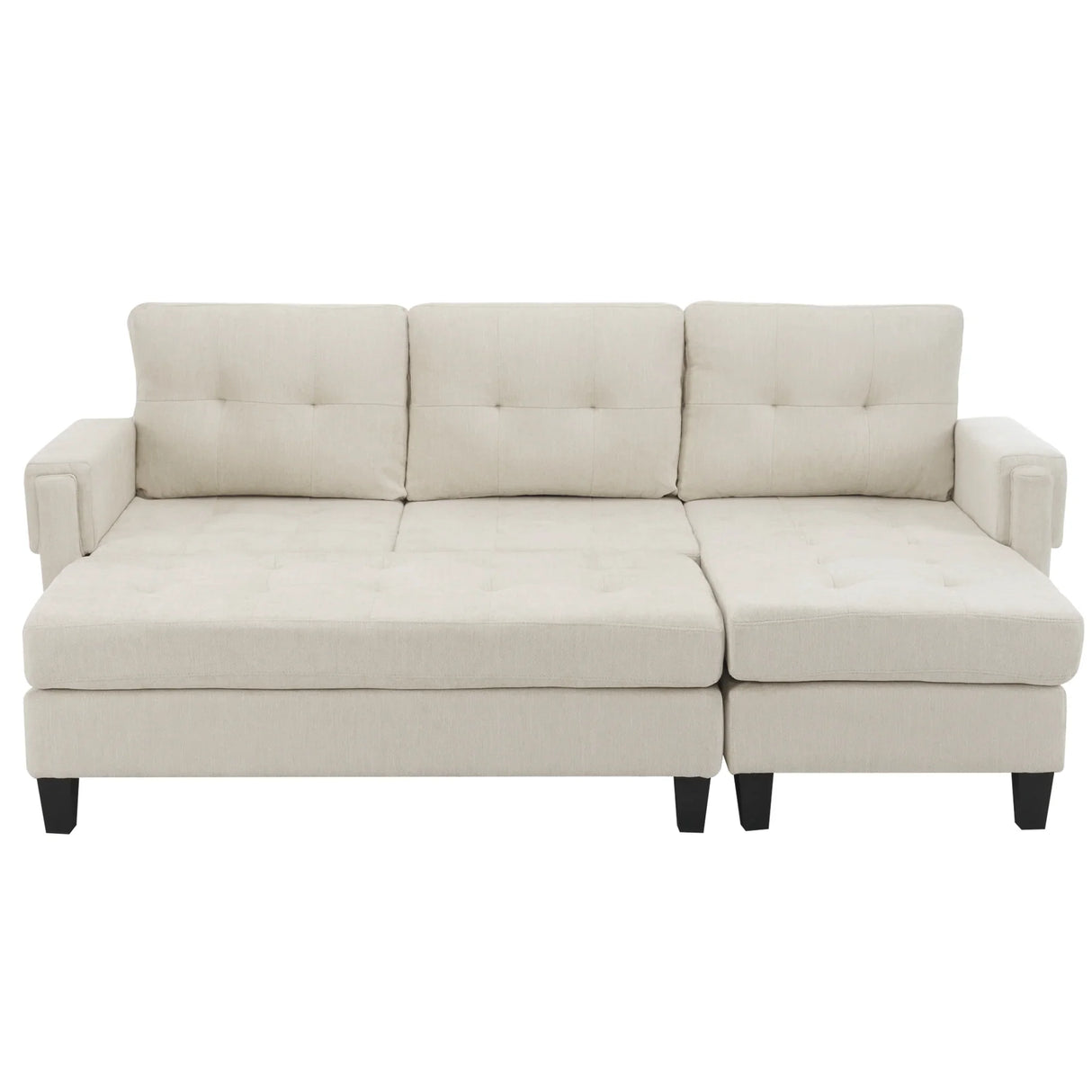Sleeper Sectional Chenille L Shaped With Chaise Beige - Furniture Home Direct