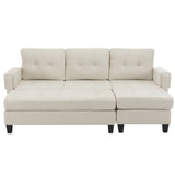 Sleeper Sectional Chenille L Shaped With Chaise Beige - Furniture Home Direct