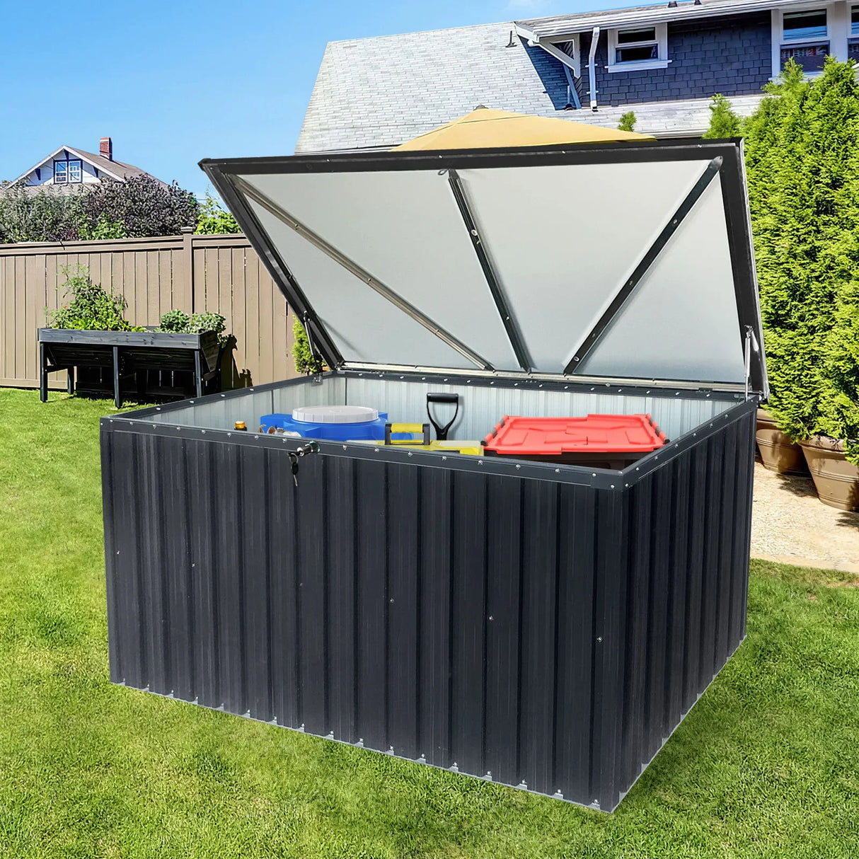Metal Storage Box Store Large Out Door Use - Black - Furniture Home Direct
